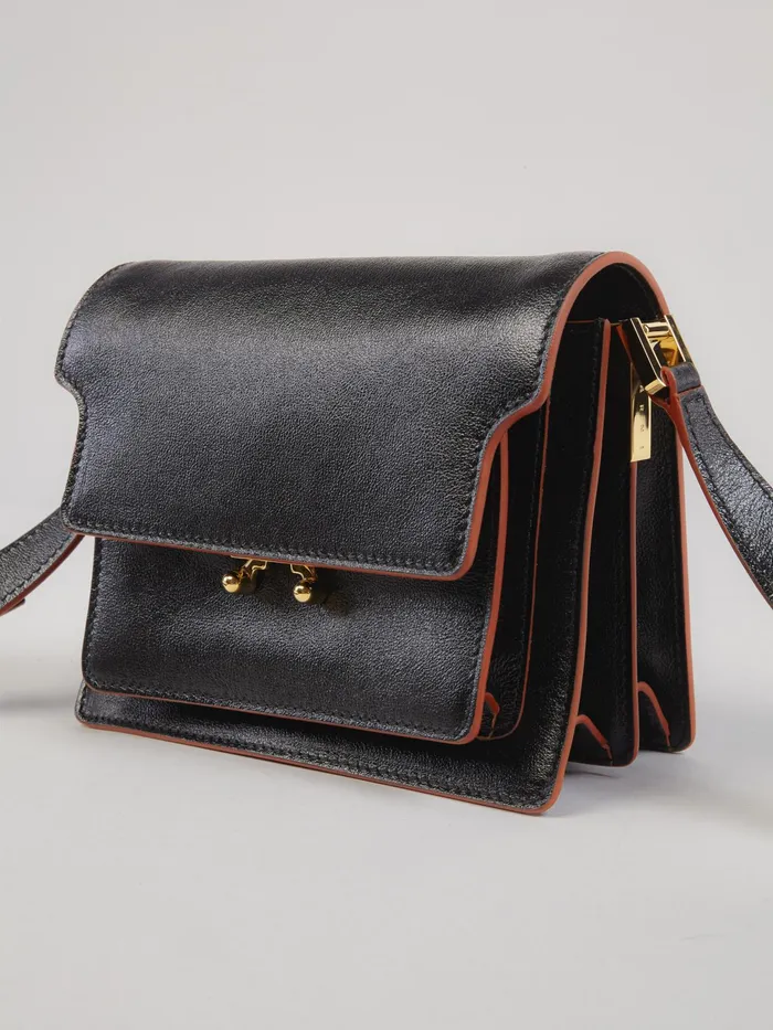 Marni Trunk Soft Mini Bag In Leather Black Womens Crossbody Bags Marni Trunk Soft Mini Bag In Leather Black Womens Crossbody Bags