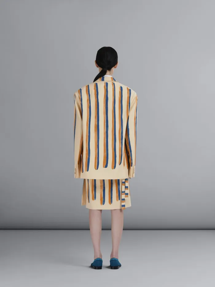 Marni Watercolour Stripe Grain De Poudre Blazer Antique White Womens Coats and Jackets Marni Watercolour Stripe Grain De Poudre Blazer Antique White Womens Coats and Jackets