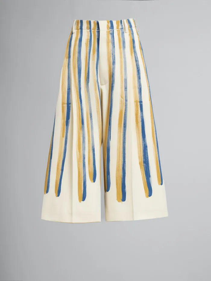 Marni Watercolour Stripe Grain De Poudre Cropped Pants Antique White Mens Trousers