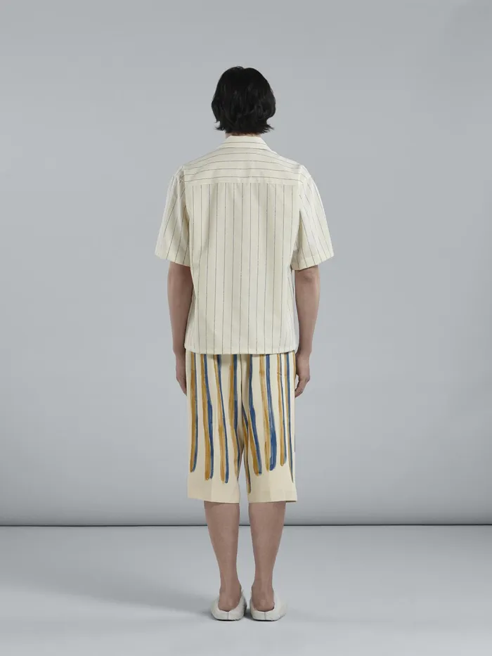 Marni Watercolour Stripe Grain De Poudre Cropped Pants Antique White Mens Trousers Marni Watercolour Stripe Grain De Poudre Cropped Pants Antique White Mens Trousers
