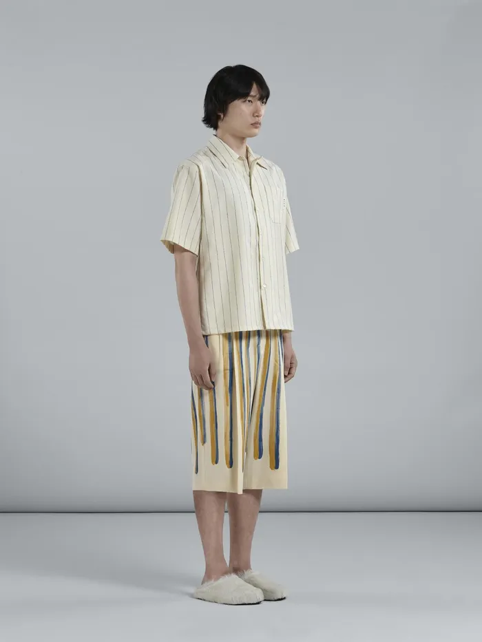 Marni Watercolour Stripe Grain De Poudre Cropped Pants Antique White Mens Trousers Marni Watercolour Stripe Grain De Poudre Cropped Pants Antique White Mens Trousers