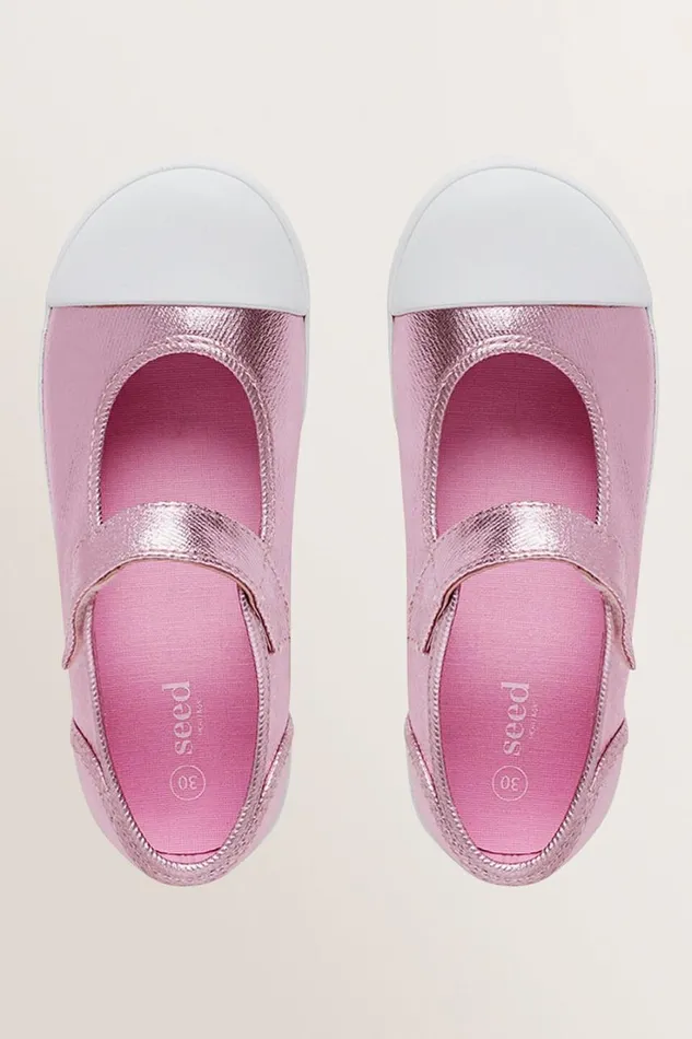Mary Janes Girl Seed Heritage Mary Jane Canvas Shoes Pink Metallic