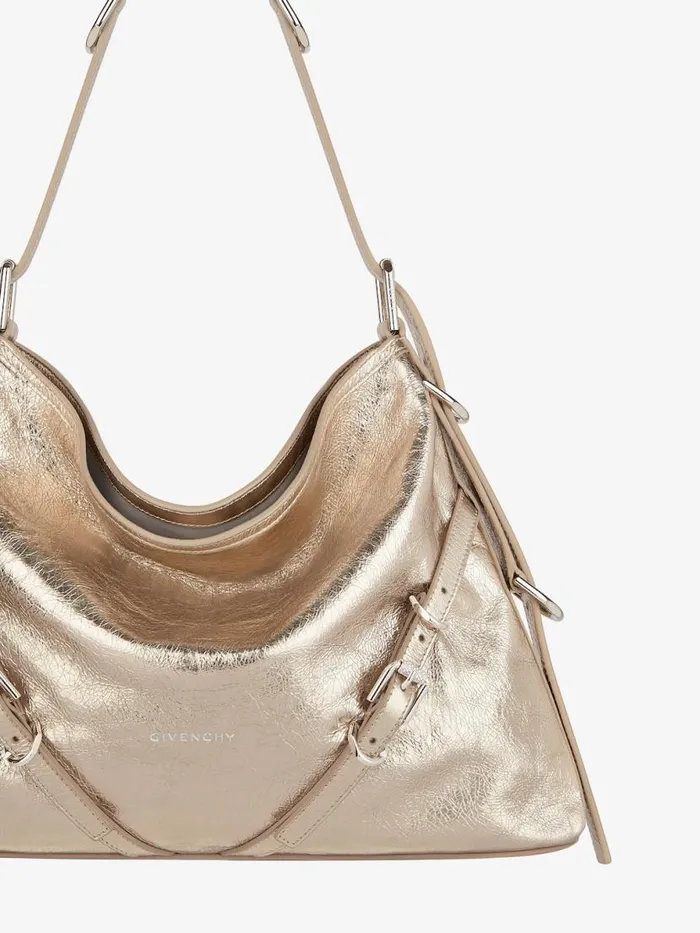 Medium Voyou Bag In Laminated Leather Dusty Golden Women Givenchy Shoulder Bags