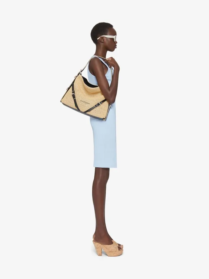 Medium Voyou Bag In Raffia Natural Women Givenchy Shoulder Bags