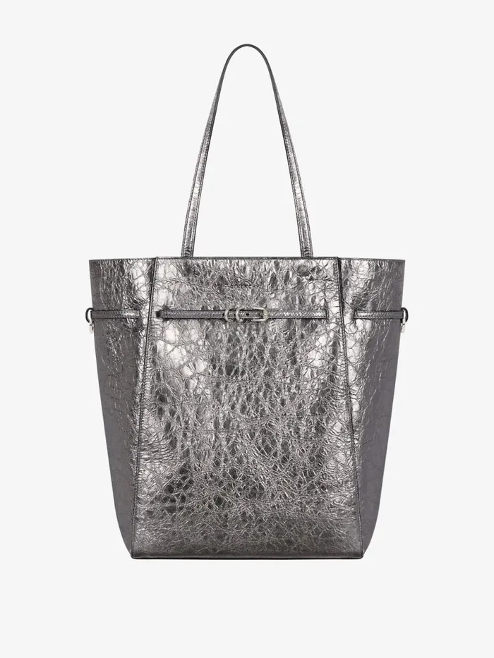 Medium Voyou Tote Bag In Laminated Leather Silvery Grey Women Givenchy Shoulder Bags Medium Voyou Tote Bag In Laminated Leather Silvery Grey Women Givenchy Shoulder Bags