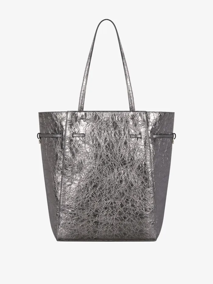 Medium Voyou Tote Bag In Laminated Leather Silvery Grey Women Givenchy Shoulder Bags