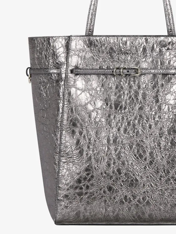 Medium Voyou Tote Bag In Laminated Leather Silvery Grey Women Givenchy Shoulder Bags