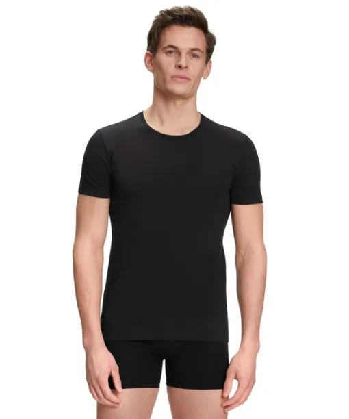 Men 2Pack Men TShirt Roundneck Daily Comfort Black FALKE Shirts