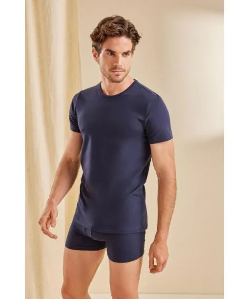Men 2Pack Men TShirt Roundneck Daily Comfort Black FALKE Shirts
