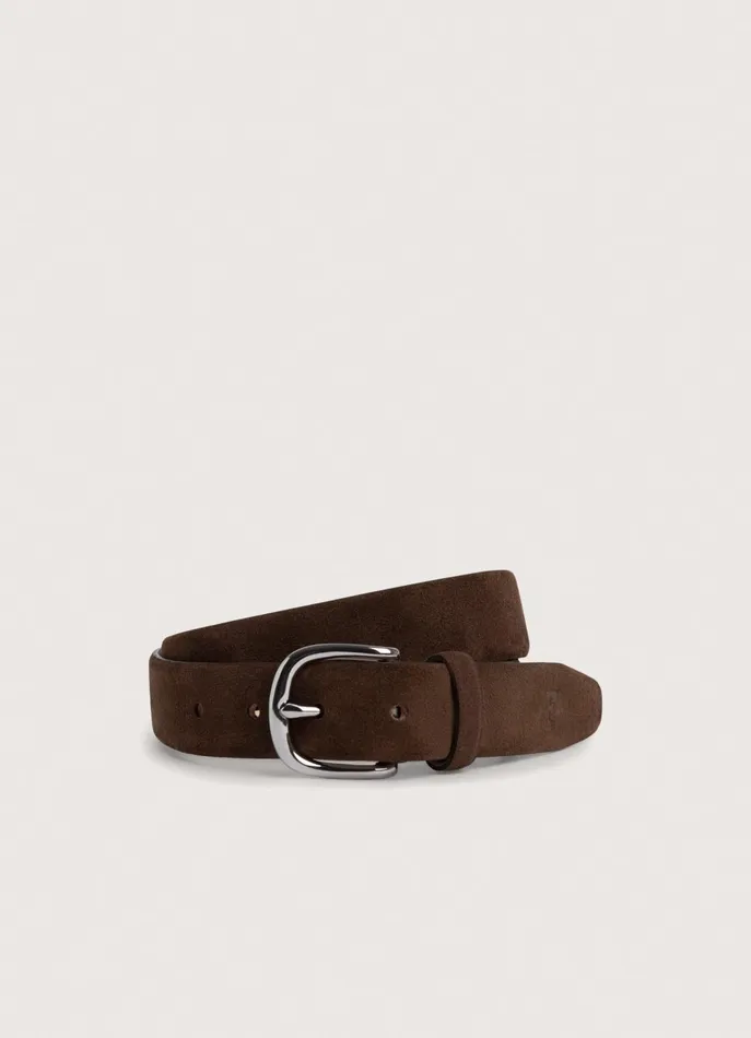 Men Belts Faonnable Suede Belt Chocolate Brown