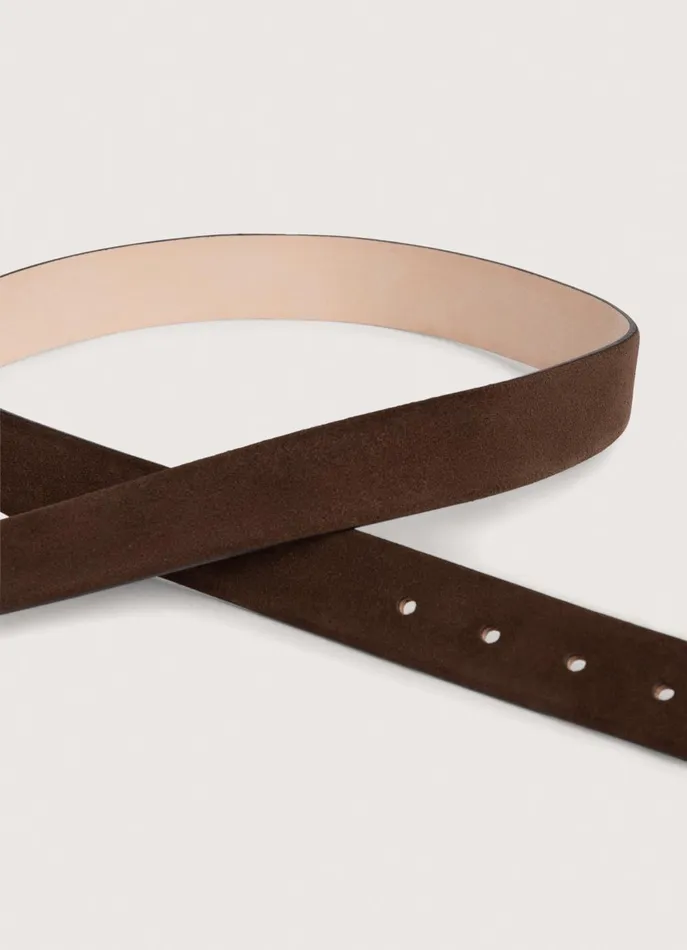 Men Belts Faonnable Suede Belt Chocolate Brown