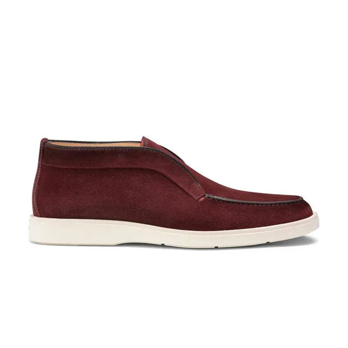 Men Burgundy Suede Desert Boot Santoni Boots