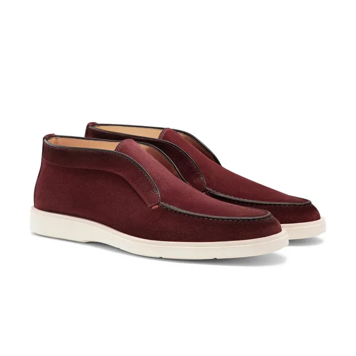 Men Burgundy Suede Desert Boot Santoni Boots