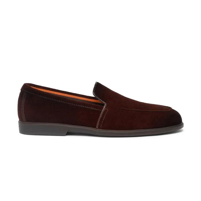 Men Burgundy Suede Loafer Santoni Loafers