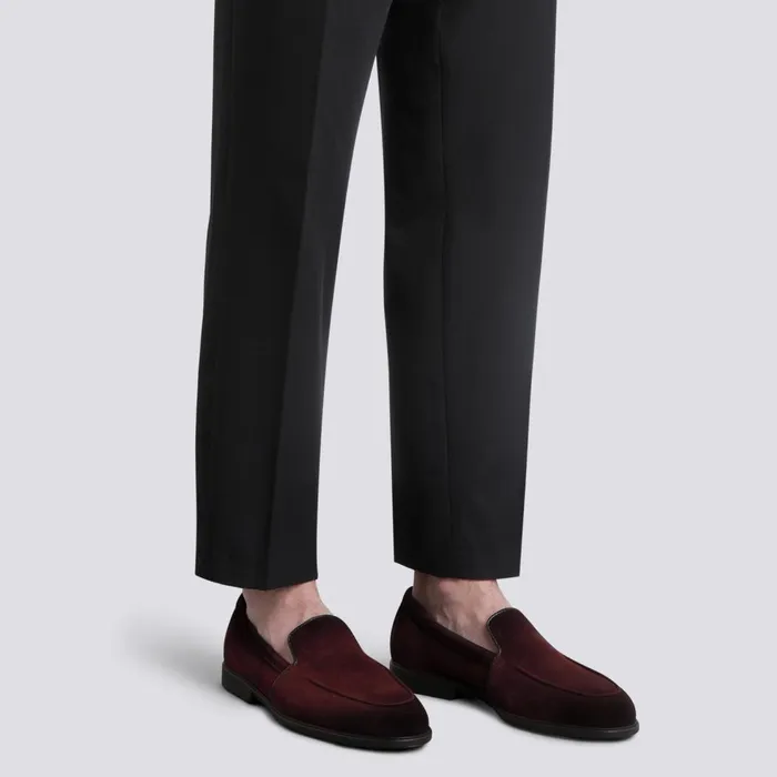 Men Burgundy Suede Loafer Santoni Loafers