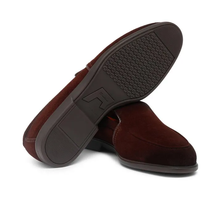 Men Burgundy Suede Loafer Santoni Loafers