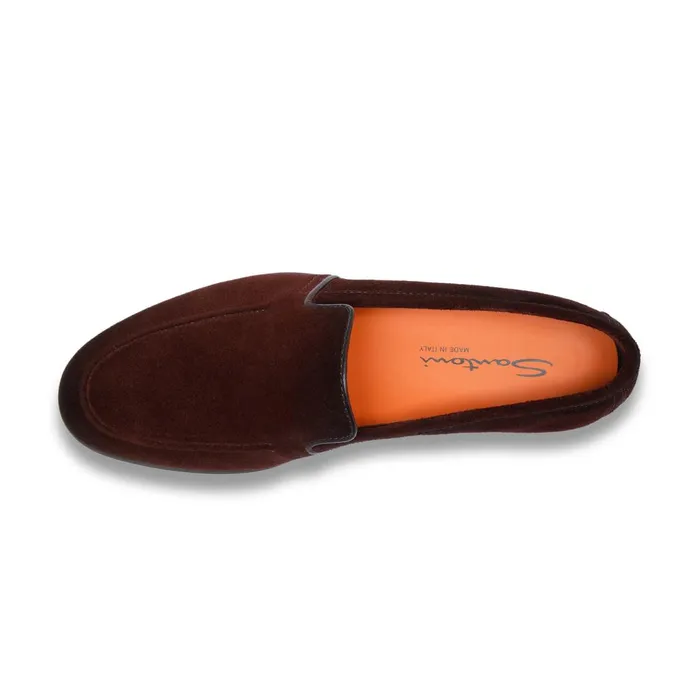 Men Burgundy Suede Loafer Santoni Loafers