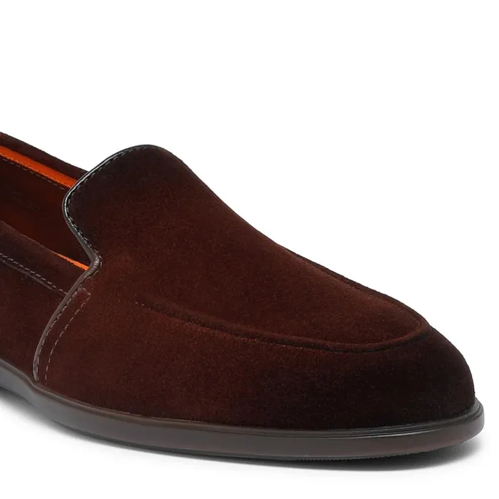 Men Burgundy Suede Loafer Santoni Loafers