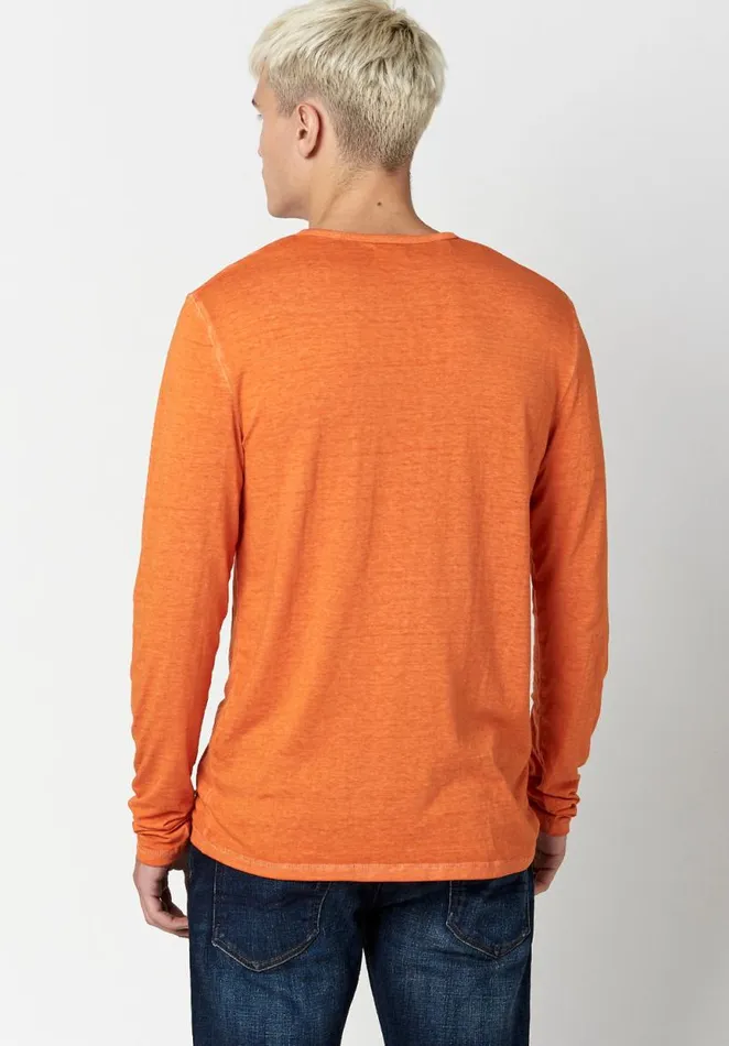 Men Burnout Jersey Kaduk Henley Burnt Orange Buffalo David Bitton Tops and Tees