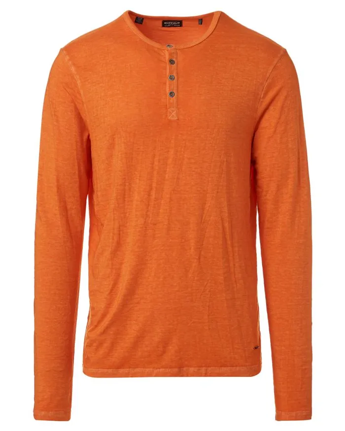 Men Burnout Jersey Kaduk Henley Burnt Orange Buffalo David Bitton Tops and Tees