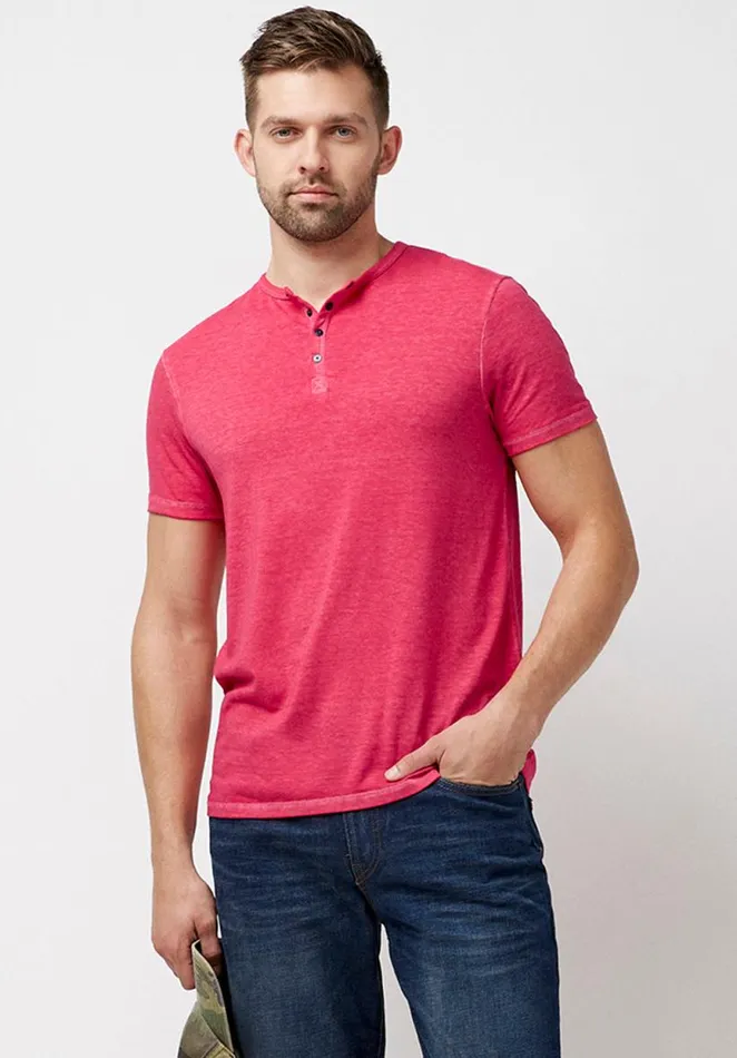 Men Buttoned Henley Kasum Off White TShirt Milk Buffalo David Bitton Tops and Tees