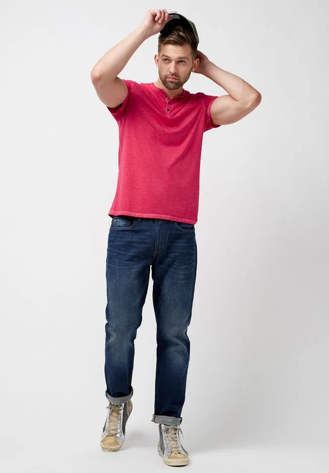 Men Buttoned Henley Kasum Off White TShirt Milk Buffalo David Bitton Tops and Tees