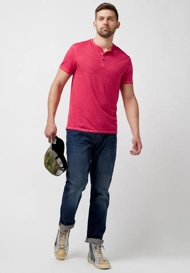 Men Buttoned Henley Kasum Off White TShirt Milk Buffalo David Bitton Tops and Tees