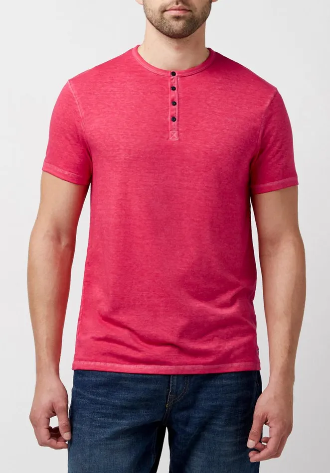 Men Buttoned Henley Teal Kasum TShirt Cockatoo Buffalo David Bitton Tops and Tees Men Buttoned Henley Teal Kasum TShirt Cockatoo Buffalo David Bitton Tops and Tees