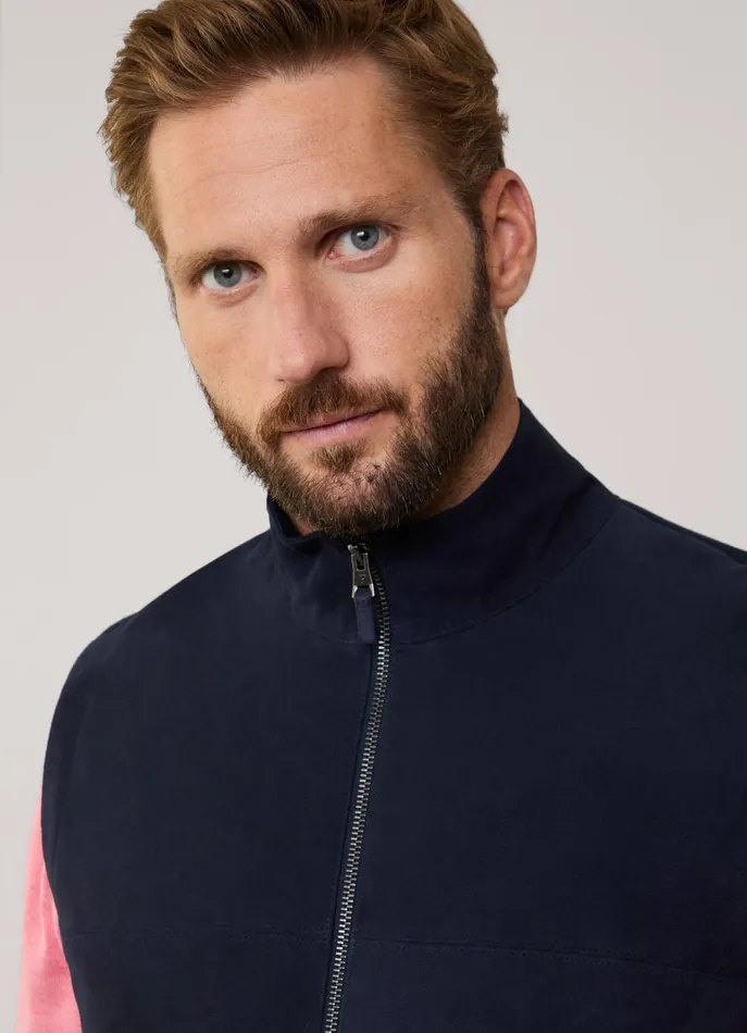 Men Coats and Jackets Faonnable Suede Hybrid Gilet Marine Blue