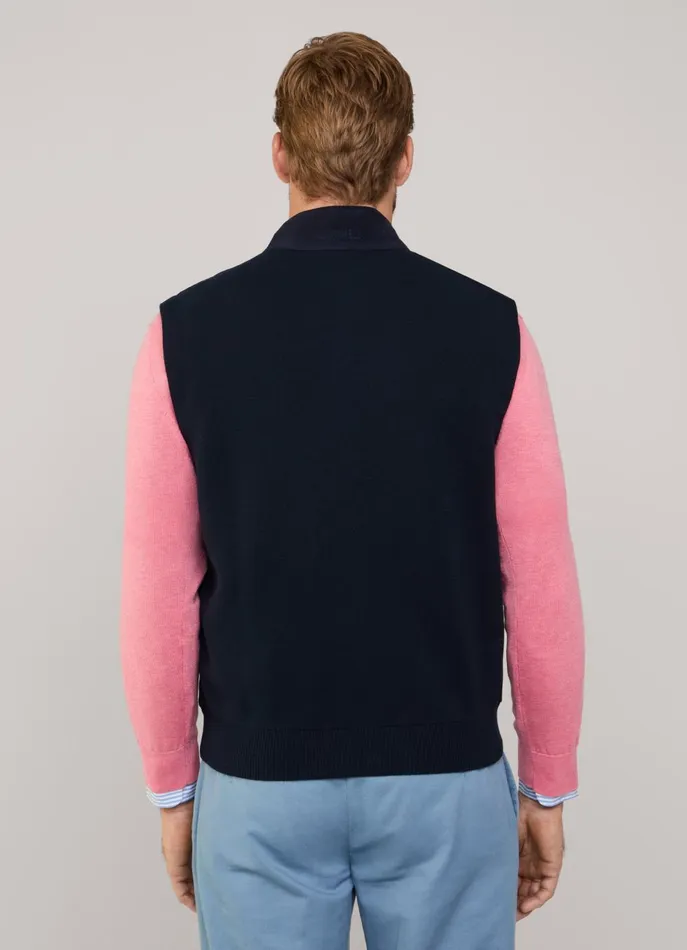 Men Coats and Jackets Faonnable Suede Hybrid Gilet Marine Blue