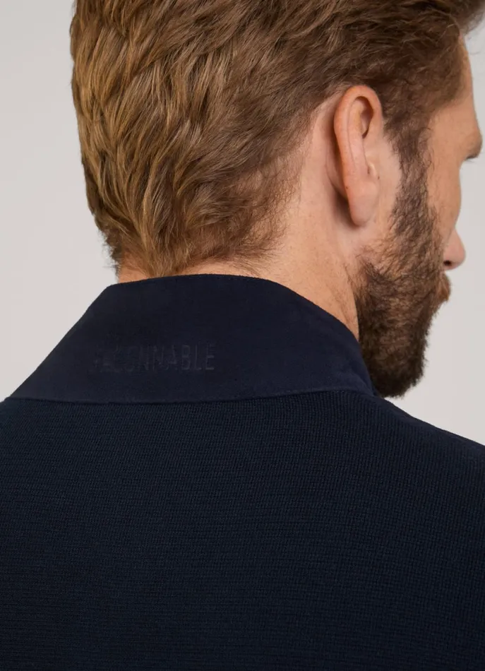 Men Coats and Jackets Faonnable Suede Hybrid Gilet Marine Blue