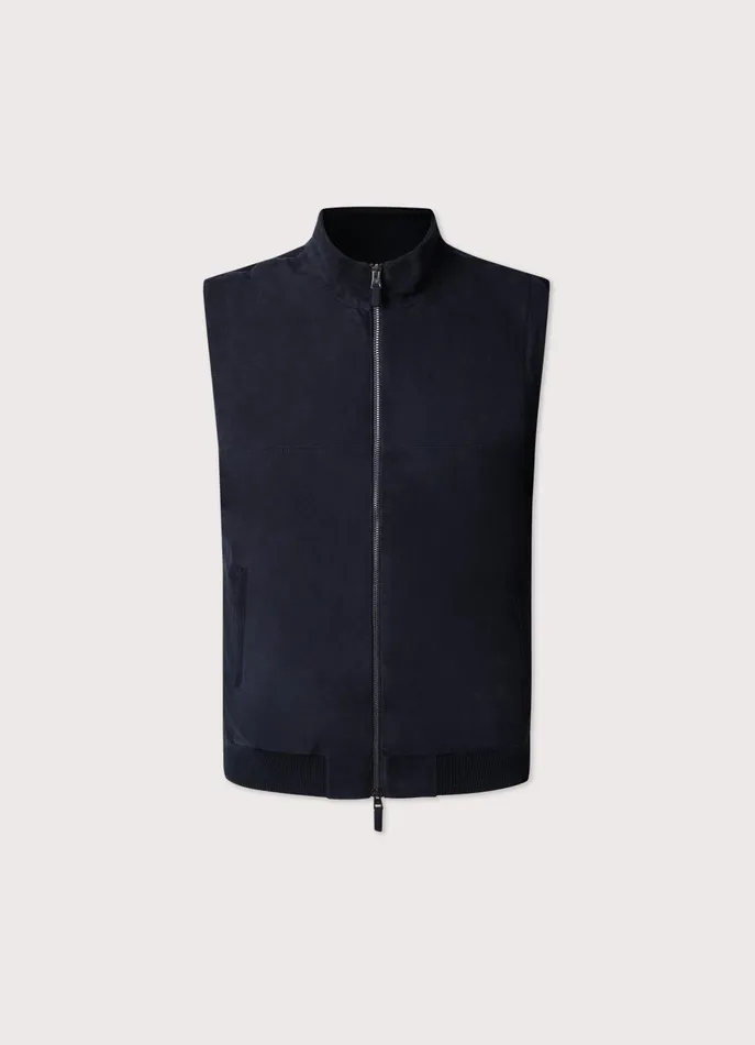 Men Coats and Jackets Faonnable Suede Hybrid Gilet Marine Blue