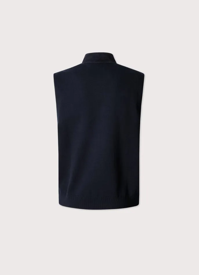 Men Coats and Jackets Faonnable Suede Hybrid Gilet Marine Blue