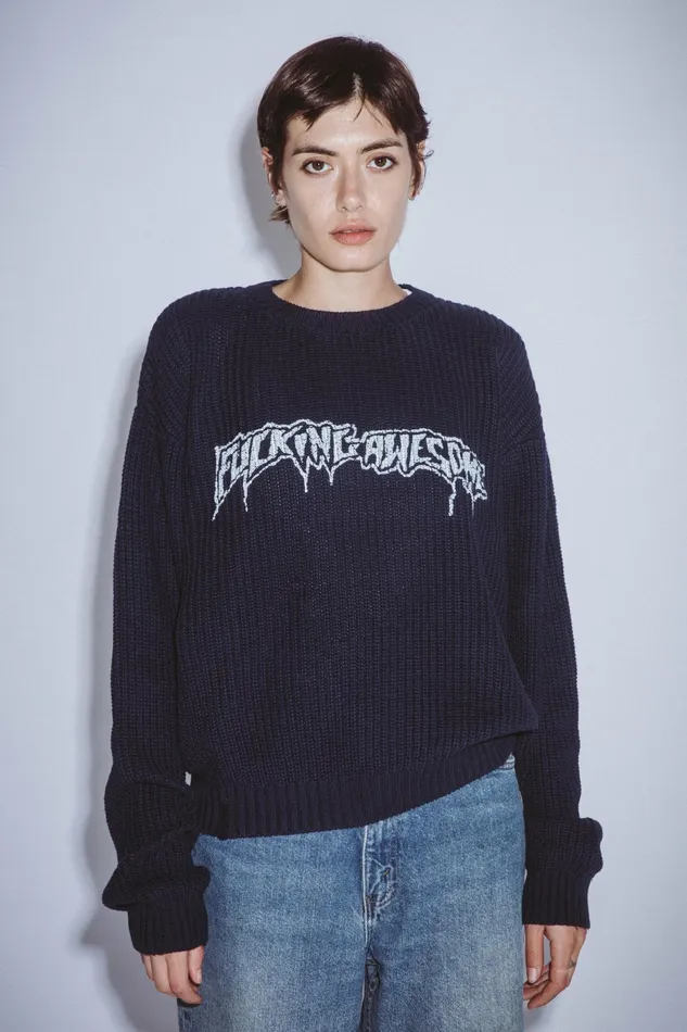 Men Drip Logo Knitted Sweater Fucking Awesome Sweaters Men Drip Logo Knitted Sweater Fucking Awesome Sweaters
