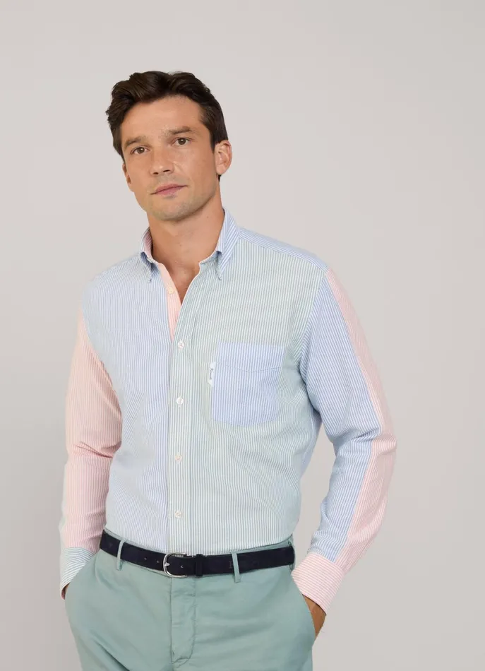 Men Iconic Shirts Faonnable Regular Fit Bengal Striped Oxford Shirt Multi
