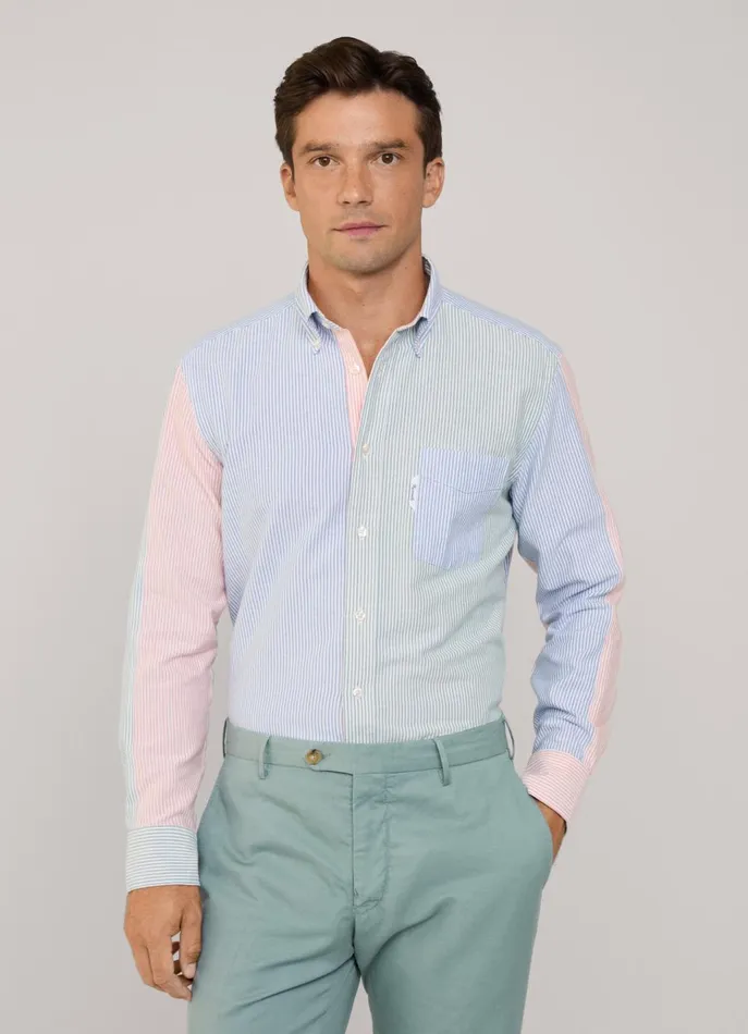 Men Iconic Shirts Faonnable Regular Fit Bengal Striped Oxford Shirt Multi