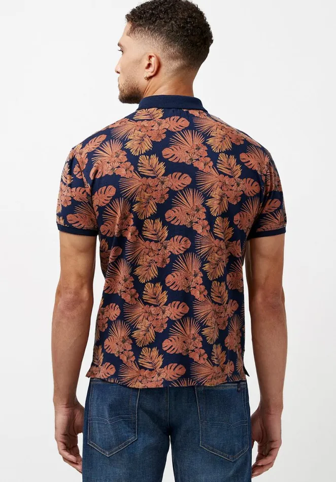 Men Kisuri Patterned Polo Midnight Blue Buffalo David Bitton Tops and Tees