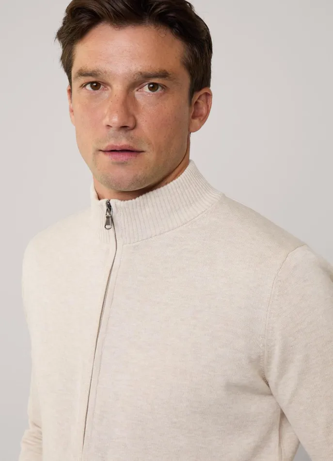 Men Knitwear Faonnable Full Zip Cardigan Light Beige