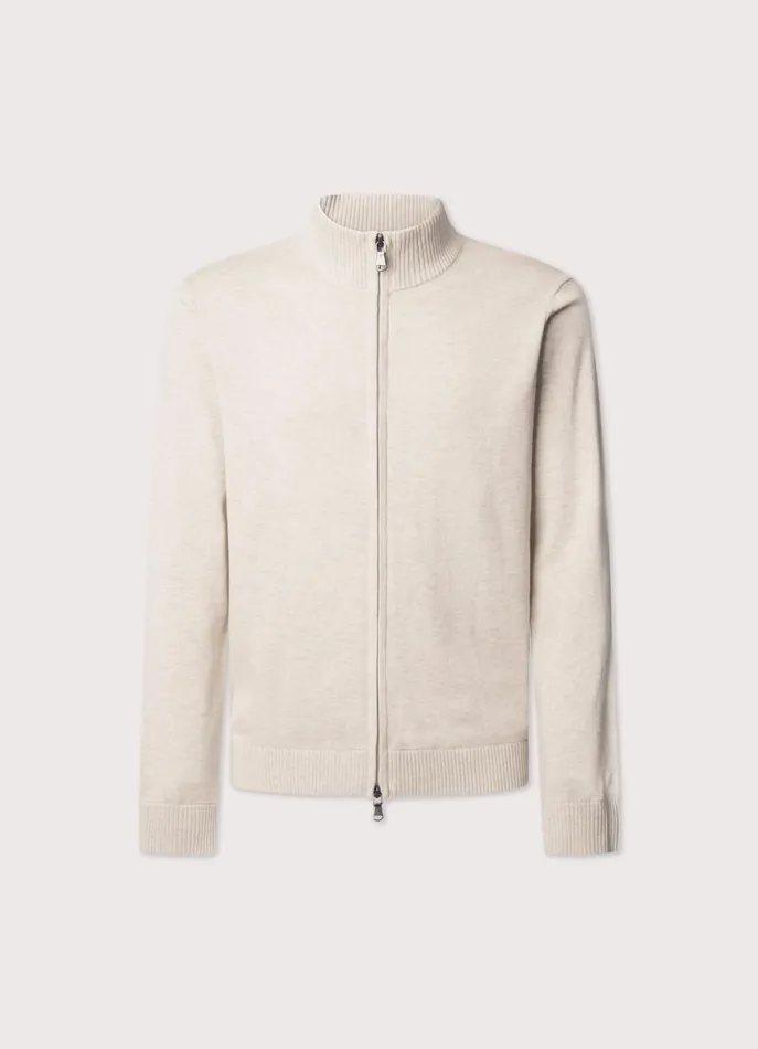 Men Knitwear Faonnable Full Zip Cardigan Light Beige