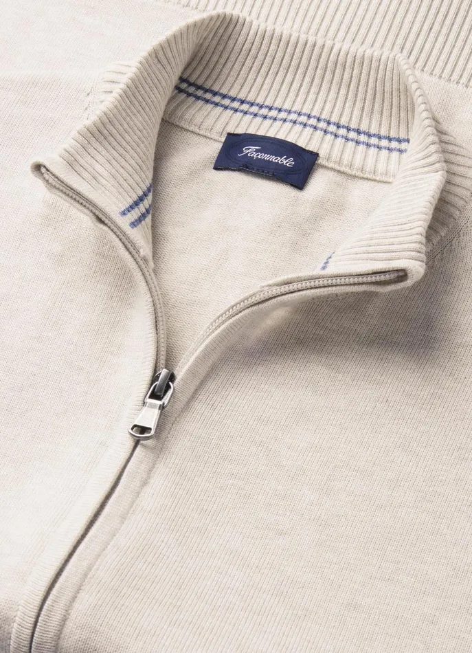 Men Knitwear Faonnable Full Zip Cardigan Light Beige