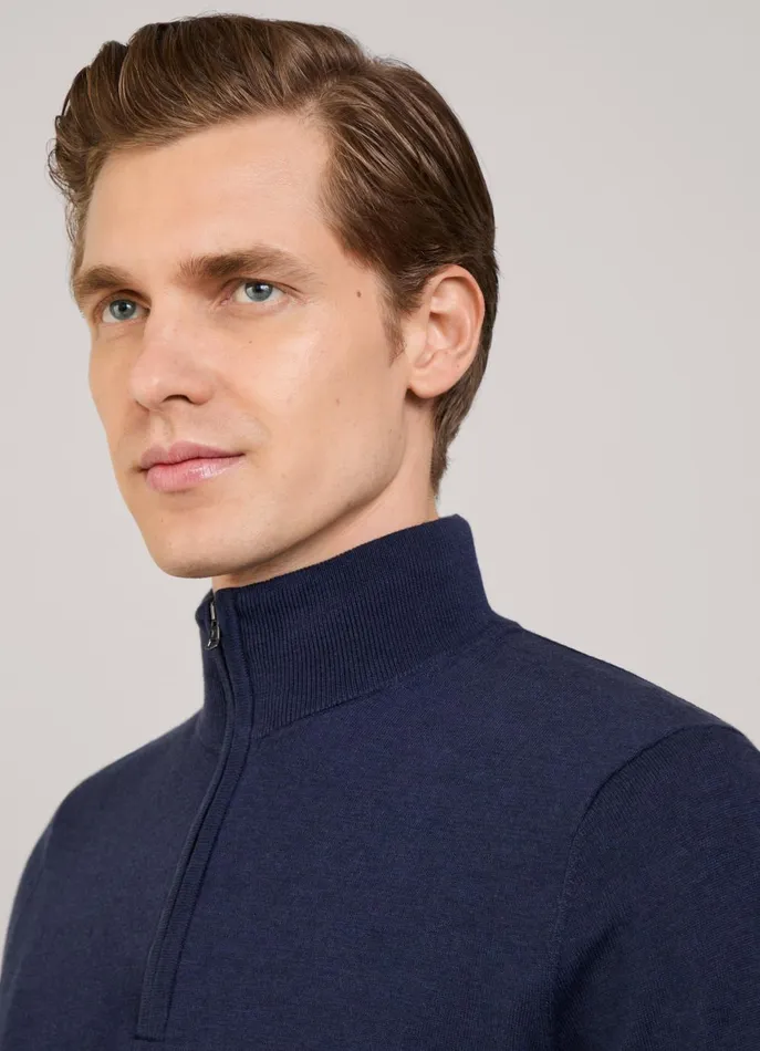 Men Knitwear Faonnable Half Zip Jumper Midnight Blue