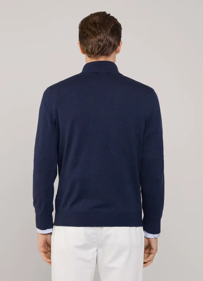 Men Knitwear Faonnable Half Zip Jumper Midnight Blue
