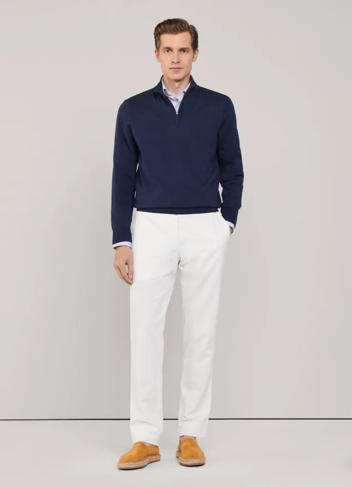 Men Knitwear Faonnable Half Zip Jumper Midnight Blue