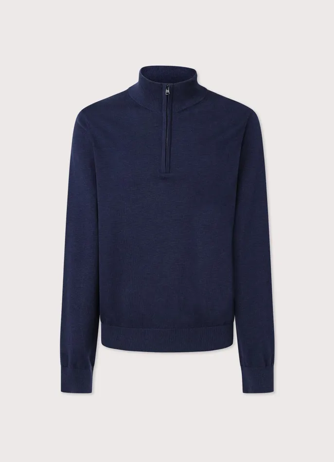 Men Knitwear Faonnable Half Zip Jumper Midnight Blue