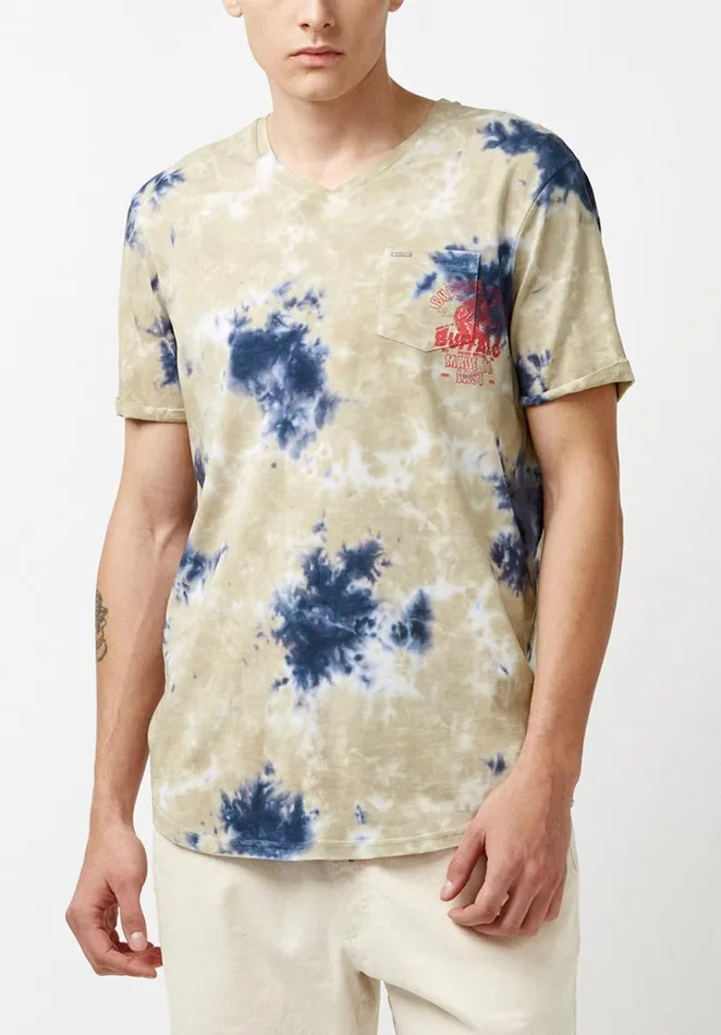 Men Kolis Tie Dye Beige TShirt Tan Buffalo David Bitton Tops and Tees