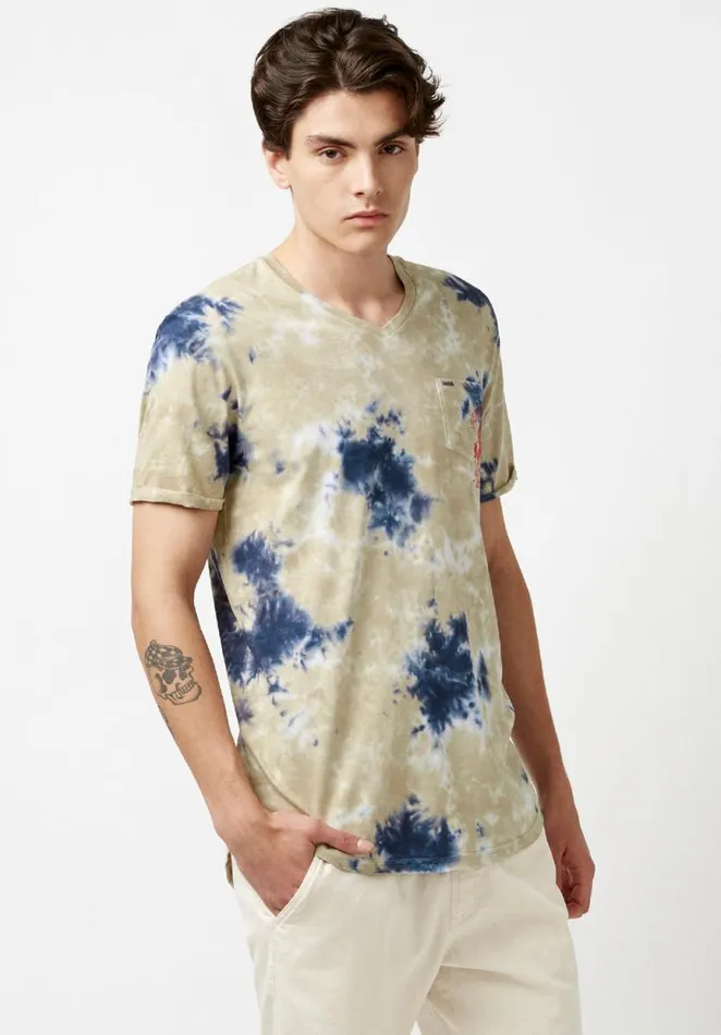 Men Kolis Tie Dye Beige TShirt Tan Buffalo David Bitton Tops and Tees
