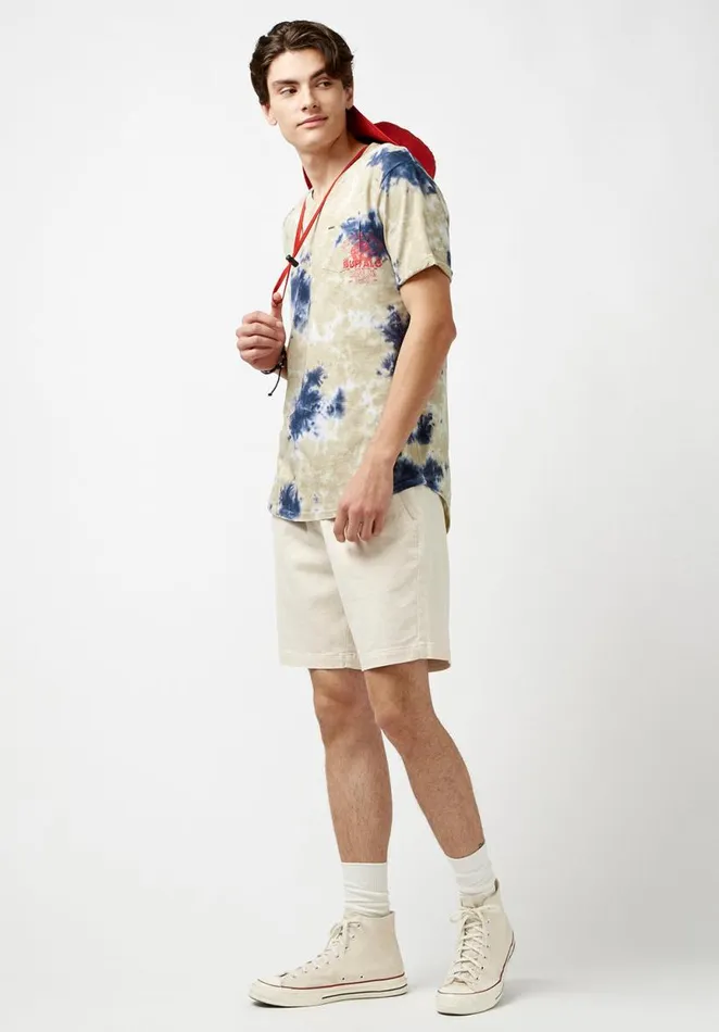Men Kolis Tie Dye Beige TShirt Tan Buffalo David Bitton Tops and Tees