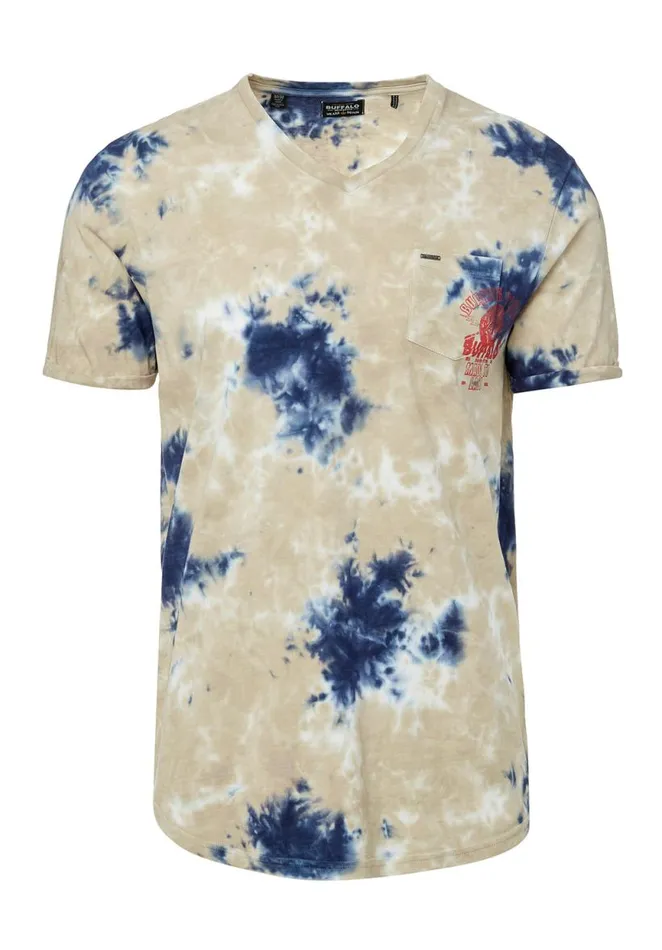 Men Kolis Tie Dye Beige TShirt Tan Buffalo David Bitton Tops and Tees