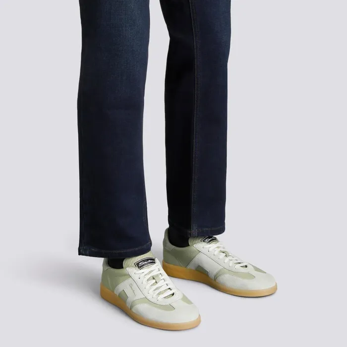Men Light Green Leather And Suede Dbs Oly Sneaker Santoni Sneakers