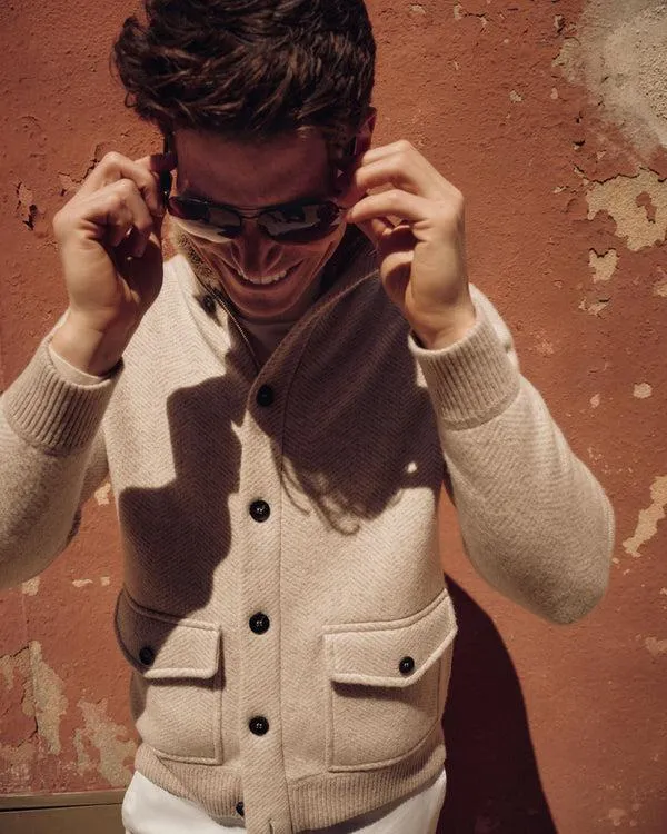 Men Men039s Herringbone Cashmere JacketIn Sand Brown Sand Brown NPeal Coats and Jackets